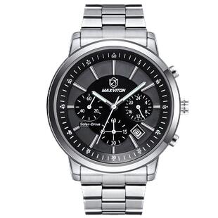 玛斯威顿商务休闲太阳能手表夜光防水日历全自动机械式光能手表男