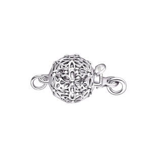 925纯银穿珍珠项链扣头配件线diy银饰接头手链镂空连接扣卡扣插片