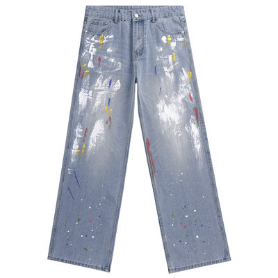 涂鸦牛仔裤vibe百搭宽松直筒长裤