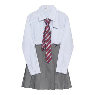 阿车家的大码jk胖mm原创韩式小丸子短长袖条纹衬衫灰色短裙套装女