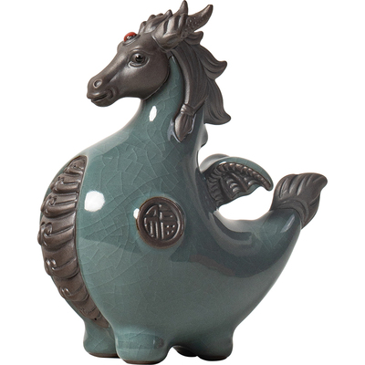 龙马精神创意陶瓷龙马摆件生