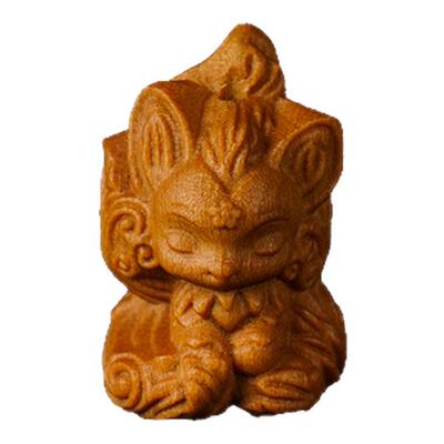 九尾狐檀香木雕刻凤九手串配件