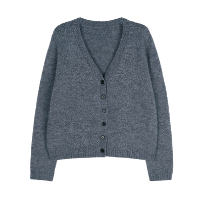 羊驼毛V领开衫背心马甲套装