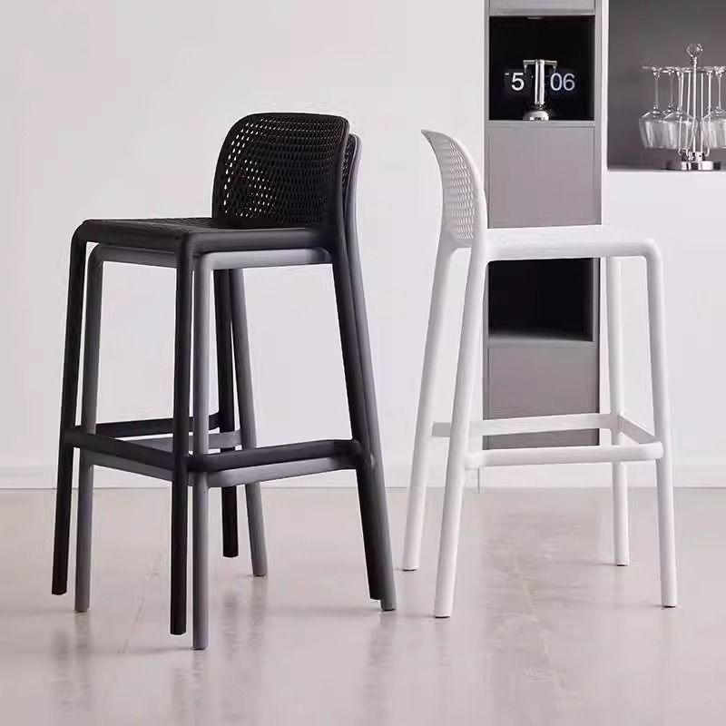 北欧简约镂空靠背吧椅创意叠放凳子设计师休闲时尚酒吧吧椅子高脚