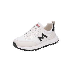 马内尔运动休闲男鞋2024年早春新品白色轻便厚底透气潮百搭M42081