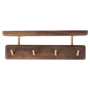 黑胡桃木挂衣钩玄关墙壁钥匙挂钩收纳入户门衣帽壁挂置物架免打孔