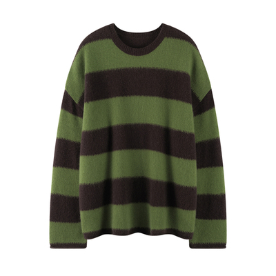 100%纯山羊绒条纹打底衫