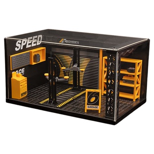 1比24车模场景仿真DIY拼装汽车维修厂车间模型停车场摆件收纳玩具