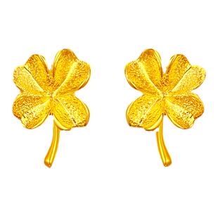 气质耳环女简约冷淡风时尚金色豆豆镀黄金越南沙金耳钉花朵耳饰坠