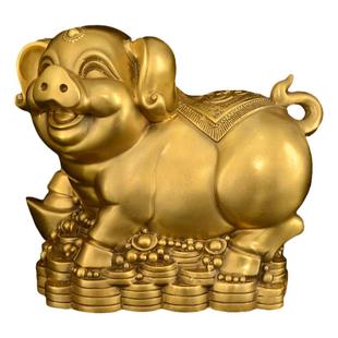 铜猪摆件吉祥物黄铜金猪财猪客厅办公室生肖猪金钱猪存钱罐工艺品