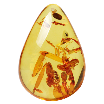天然琥珀花珀水滴吊坠