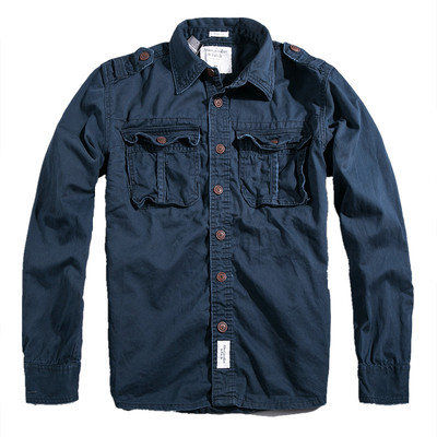 AF＆LF春秋款帆布多口袋工装纯棉长袖衬衫衬衣欧美风格外套上衣