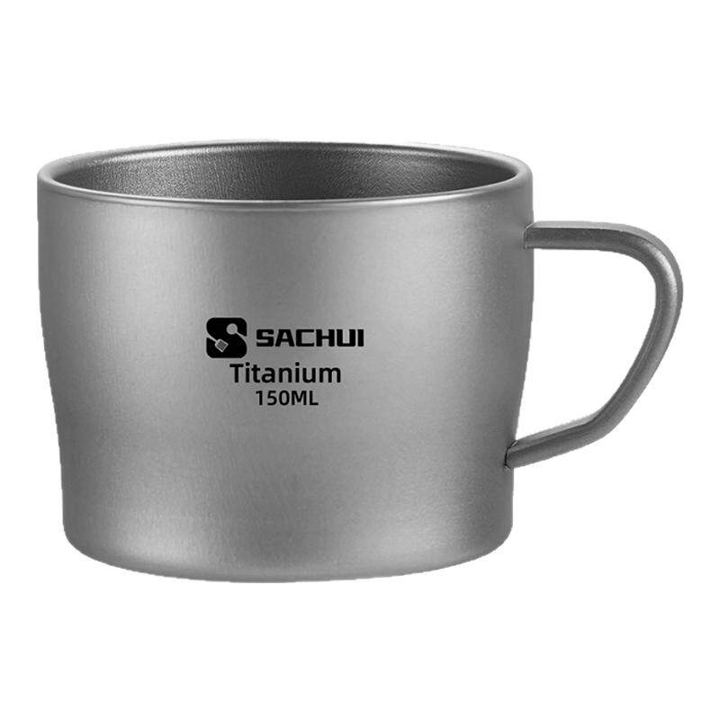 纯钛咖啡杯茶杯牛奶饮料口杯家用水杯超轻精致便携双层防烫小水杯