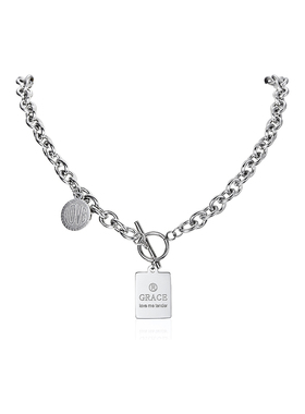 NG恋人之上钛钢方牌吊坠情侣项链