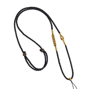 黑绳桃花编绳无事牌绳子吊坠挂绳黄金玉佩吊坠绳手工编织项链绳女