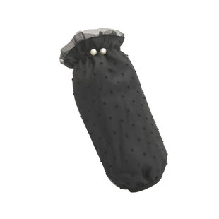 韩版珍珠网纱袖套冬季羽绒服办公工作写作业学生护袖头套袖白黑色