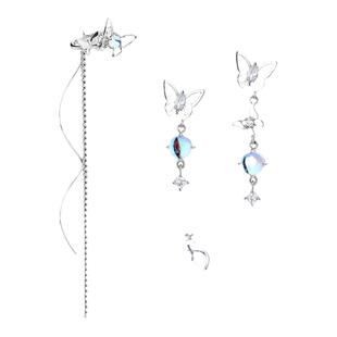 回馈款 冷月蝶舞 蝴蝶耳钉耳夹无耳洞女小众设计感耳饰超仙显脸瘦