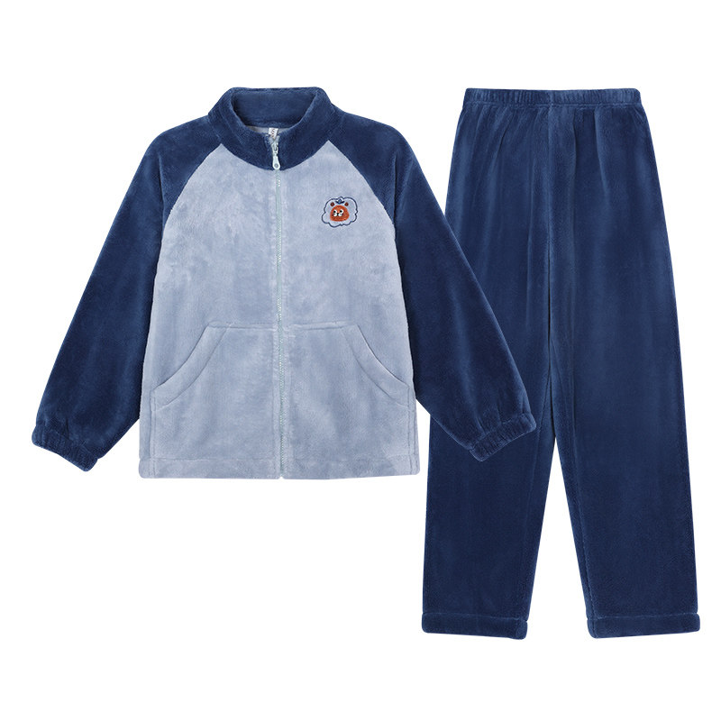 儿童睡衣抗静电撸猫绒家居服套装