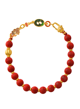 觉人女朱砂纯银镀金龙纹糖葫芦