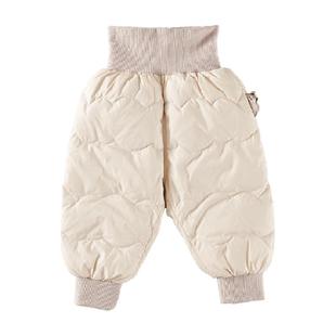 欧孕儿童羽绒裤男童女童2025冬季新款宝宝婴儿白鸭绒高腰裤子保暖