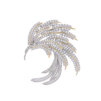 新款重工镶嵌锆石线条凤凰羽毛