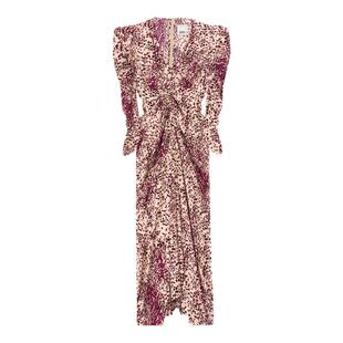 ISABEL MARANT2025 ALBINI褶皱真丝混纺迷笛连衣裙女