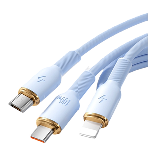 三合一数据线typec液态100w一拖三快充线安卓6a闪充线多头功能加长适用小米苹果vivo华为手机充电线器车载USB