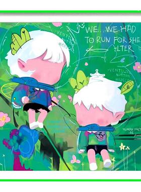 Nuttsh ART刘颖版画潮流艺术画装饰画网红背景挂画《together》