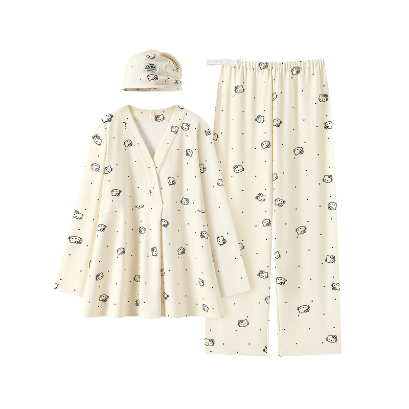 带帽子纯棉中厚款春秋季月子服产前产后产妇孕妇哺乳衣喂奶家居服