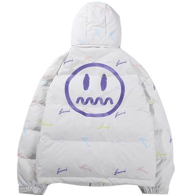 beaster鬼脸印花撞色羽绒服