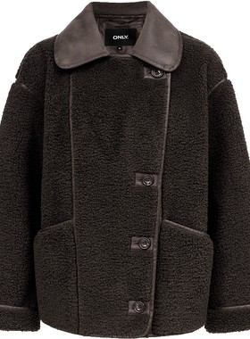 ONLY皮革拼接宽松棉服外套