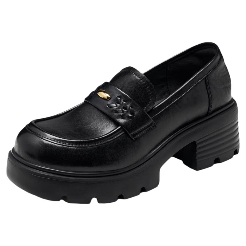 哈森一脚蹬乐福鞋英伦风小皮鞋