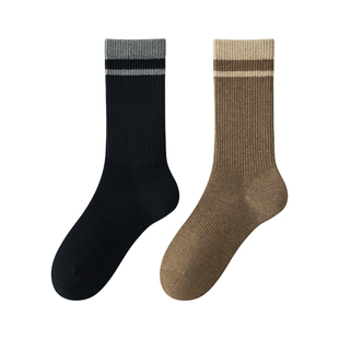 袜子男士纯棉秋冬季长筒袜保暖防臭吸汗黑白青少年运动男生高筒袜