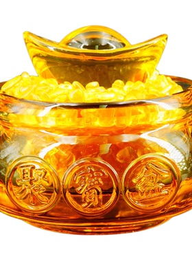 慈风阁水晶聚宝盆大中财位摆件