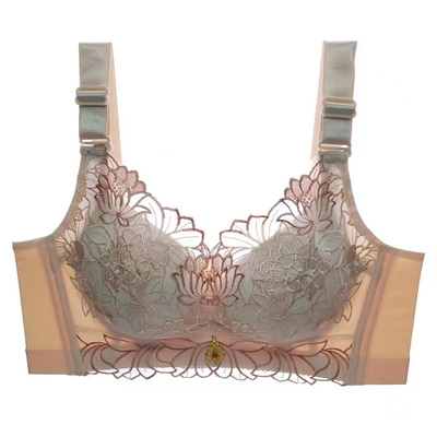 刺绣本命年结婚大红内衣小胸聚拢