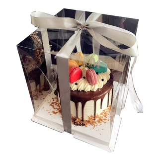 4/6/8/10/12寸单层双层加高芭比全透明蛋糕盒 西点烘焙包装盒