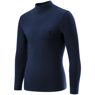 梦特娇蚕丝德绒保暖上衣男士加绒内衣羊绒打底衫单件半高领秋衣冬