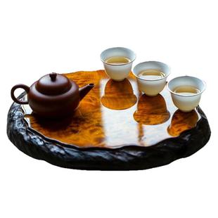 觅白黄金樟茶台天然实木壶承大漆随型盘防水干泡防烫侘寂具轻奢家