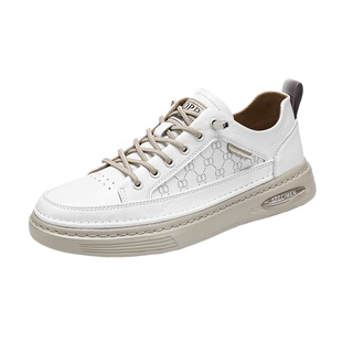 时尚雕花板鞋男鞋子2026新款懒人不系带小白鞋男款高级感百搭潮鞋