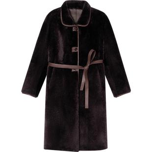 诗篇专选皮毛一体长款过膝收腰皮草大衣外套2026春季新款