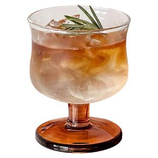 小众复古矮脚收腰玻璃杯ins风美式咖啡杯特调饮品杯冷饮杯果汁杯