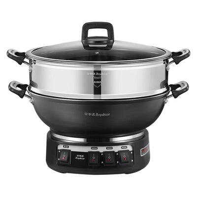 荣事达电炒锅多功能家用铸铁电炒菜锅蒸煮一体电热锅无涂层电火锅