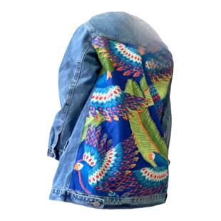 Patched㊣海外代购 手作波西米亚刺绣贴布金属扣中长款牛仔外套