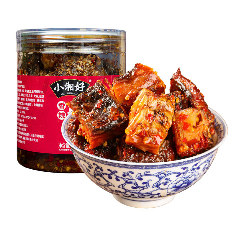 香辣鱼排湖南特产零食小吃辣椒酱熏鱼淡水鱼即食腊鱼块下饭菜瓶装