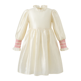 Little Naive女童连衣裙春秋新款甜美公主裙儿童打揽长袖礼服裙