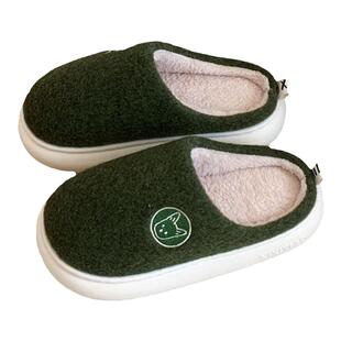 细细条 情侣家用保暖防滑厚底月子鞋冬季日系卡通小狗棉拖鞋男女