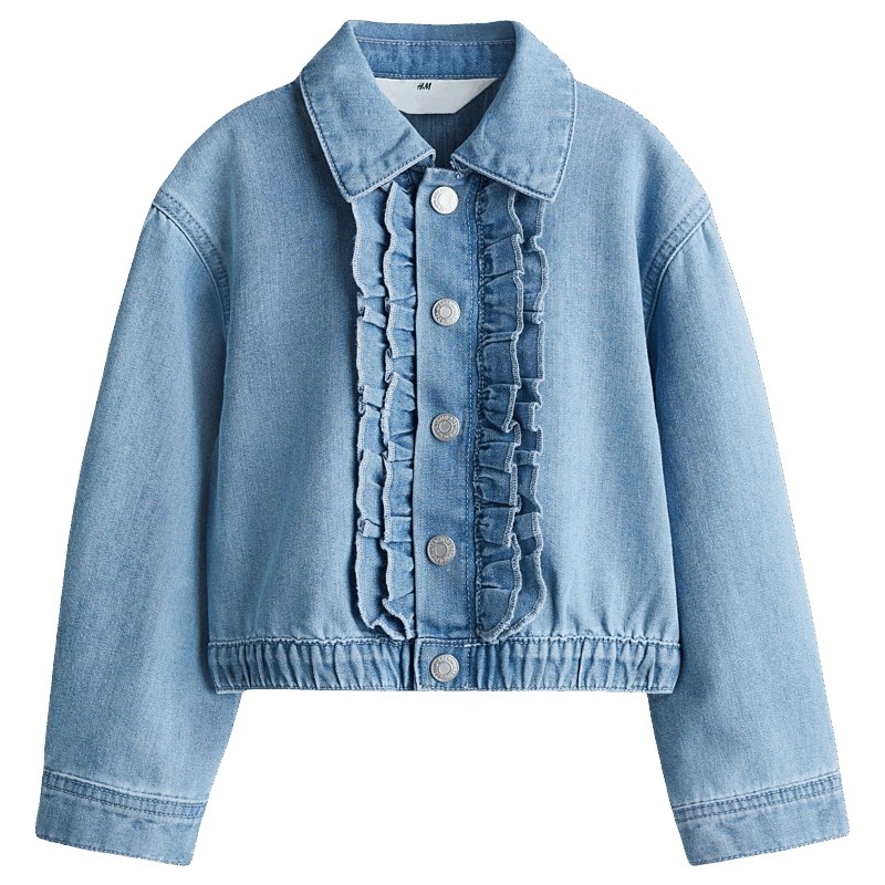 HM2025冬季新款童装儿童女童褶边牛仔外套1301486