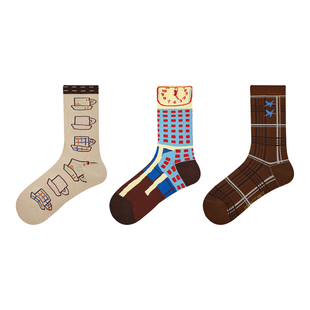 Renaissance秋季25年新款袜子女插画风原创卡通动漫春秋款中筒袜