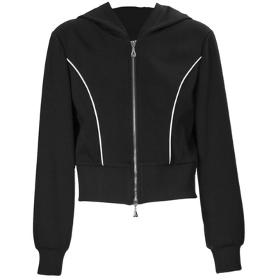 【商城同款】曼诺比菲春秋运动休闲双头拉链连帽卫衣女开衫短款女