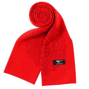 七匹狼红色围巾男士冬季中国红男生针织保暖围脖高档羊毛本命年女